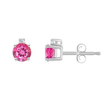 Celebration Gems 14k White Gold 4 mm Round Birthstone & 1/10 Carat T.W. Diamond Stud Earrings