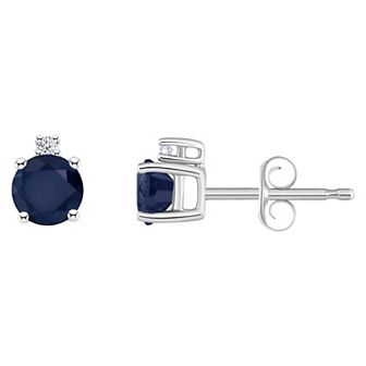Celebration Gems 14k White Gold 4 mm Round Birthstone & 1/10 Carat T.W. Diamond Stud Earrings