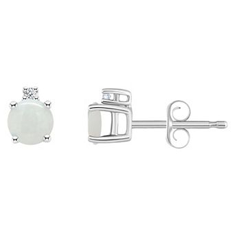 Celebration Gems 14k White Gold 4 mm Round Birthstone & 1/10 Carat T.W. Diamond Stud Earrings