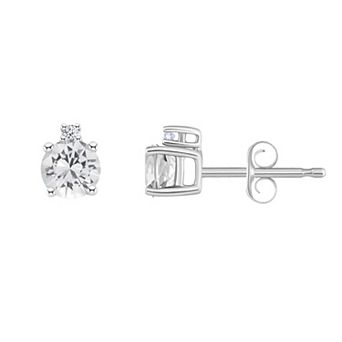 Celebration Gems 14k White Gold 4 mm Round Birthstone & 1/10 Carat T.W. Diamond Stud Earrings