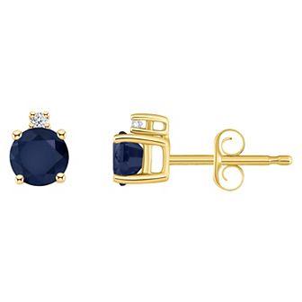 Celebration Gems 14k Gold 4 mm Round Birthstone & 1/10 Carat T.W. Diamond Stud Earrings