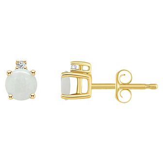 Celebration Gems 14k Gold 4 mm Round Birthstone & 1/10 Carat T.W. Diamond Stud Earrings