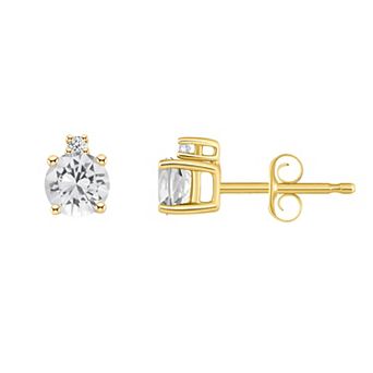 Celebration Gems 14k Gold 4 mm Round Birthstone & 1/10 Carat T.W. Diamond Stud Earrings