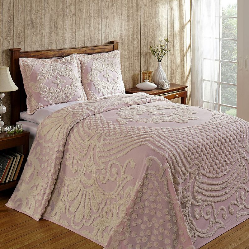 Better Trends Florence Cotton Chenille Comforter or Standard Sham, Pink, Qu