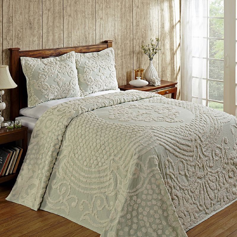 Better Trends Florence Cotton Chenille Comforter or Standard Sham, Green, Q