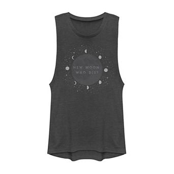 Juniors' New Moon Who Dis Text Muscle Tank Top
