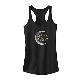 Juniors' Night Moon Flower Galactic Tank Top