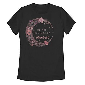 Juniors' Stardust Moon Galactic Flowers Tee