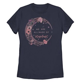 Juniors' Stardust Moon Galactic Flowers Tee