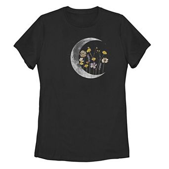 Juniors' Night Moon Flower Galactic Tee