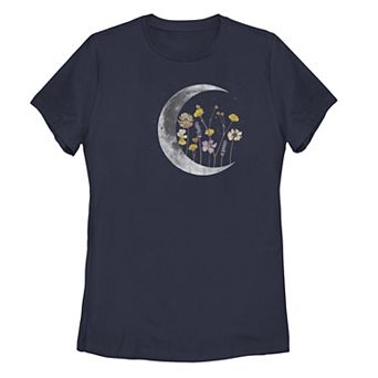 Juniors' Night Moon Flower Galactic Tee