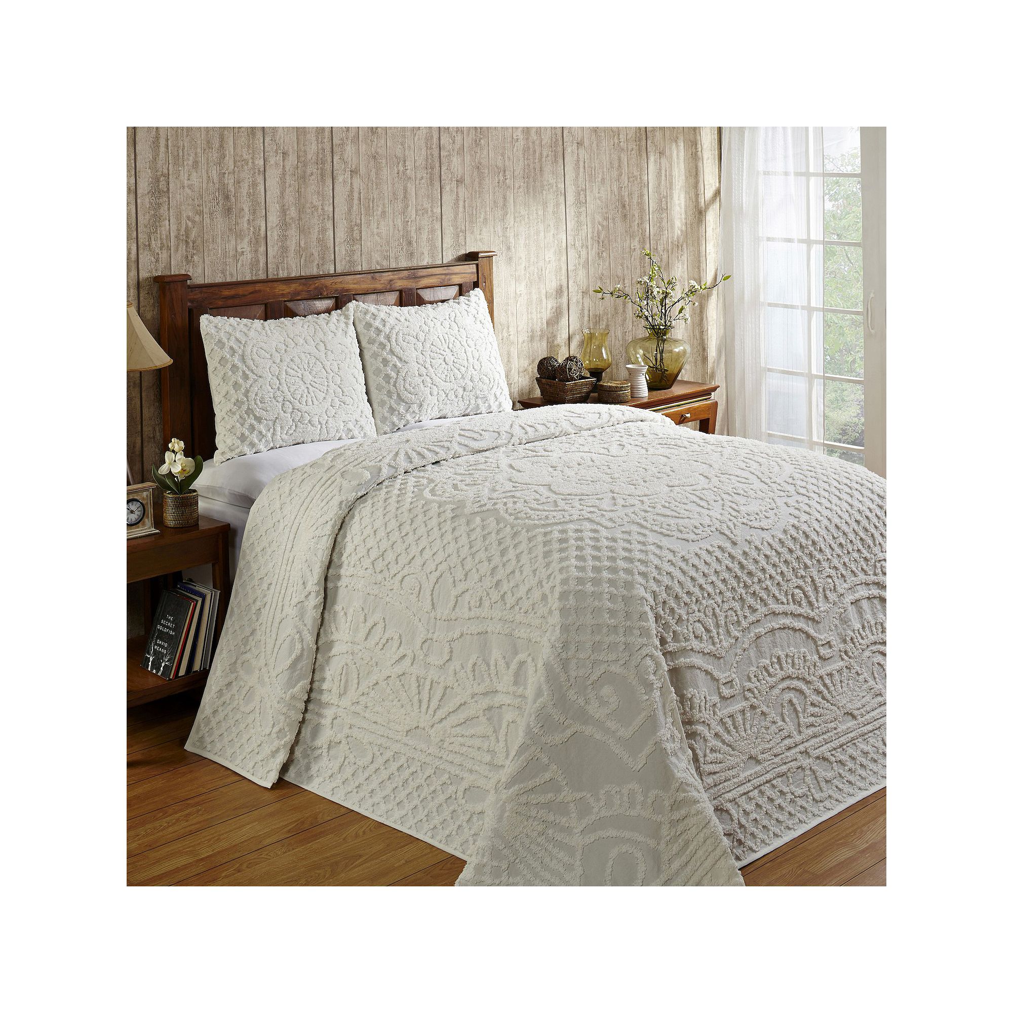 Better Trends Trevor Chenille Bedspread Set, Ivory