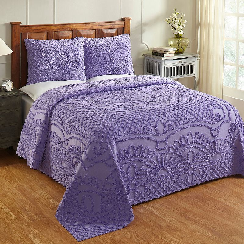 Better Trends Trevor Chenille Bedspread Set, Purple, Twin