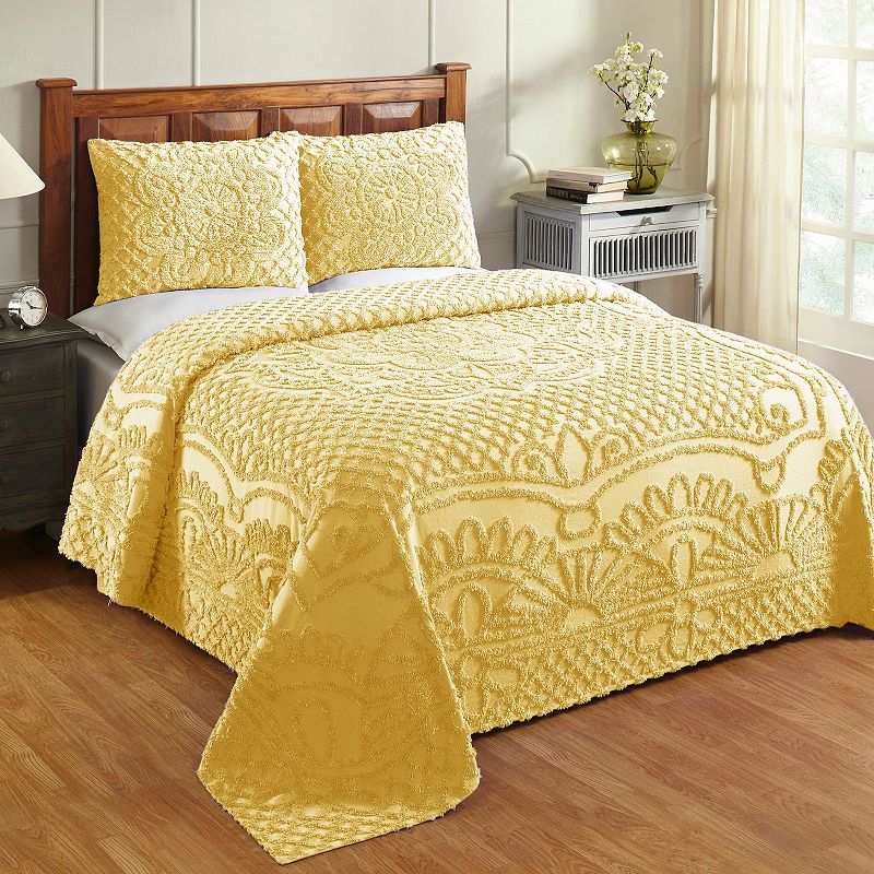 Better Trends Trevor Chenille Bedspread Set, Yellow, Twin