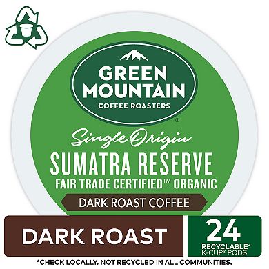 Green Mountain Coffee Sumatra Reserve Coffee, Keurig® K-Cup® Pods, Dark Roast, 24 Count