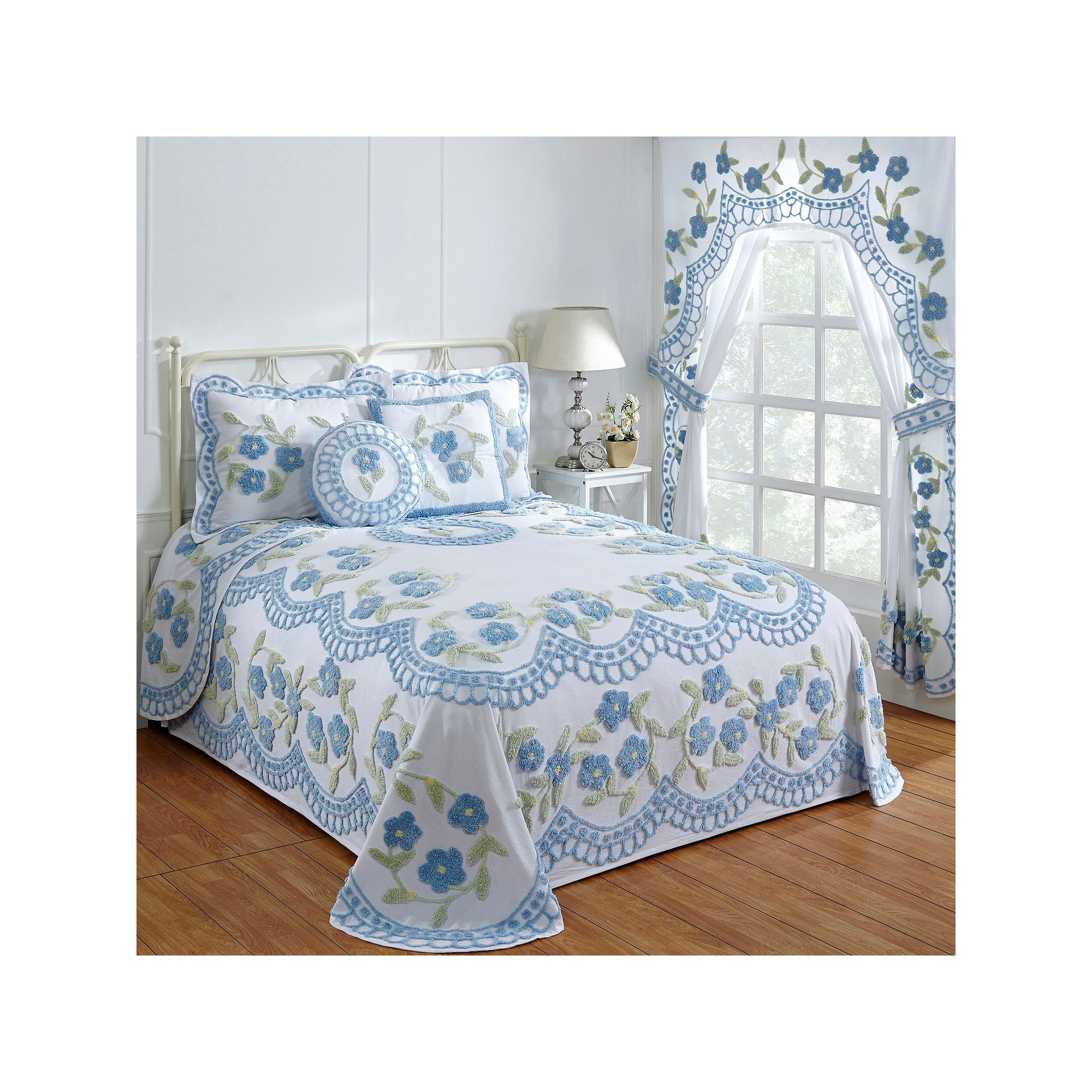 Better Trends Bloomfield Bedspread or Sham, Blue