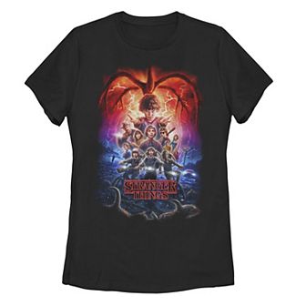 Juniors' Stranger Things Group Shot Poster Fade Tee