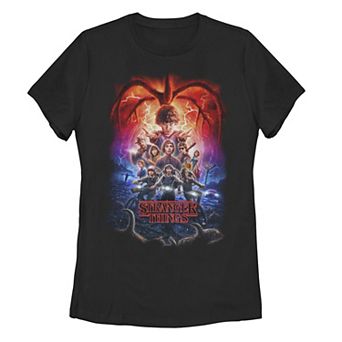Juniors' Stranger Things Group Shot Poster Fade Tee
