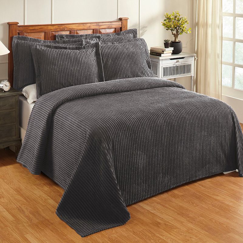 Better Trends Jullian Stripe Design 100% Cotton for All Ages King Bedspread - Gray
