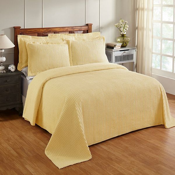 King Jullian Collection 100% Cotton Tufted Unique Luxurious Bold Stripes Design Bedspread Yellow - Better Trends