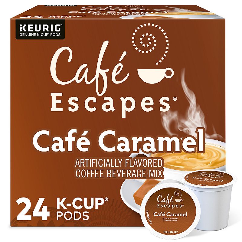 Café Escapes Keurig K Cups, Caramel, 24 Count