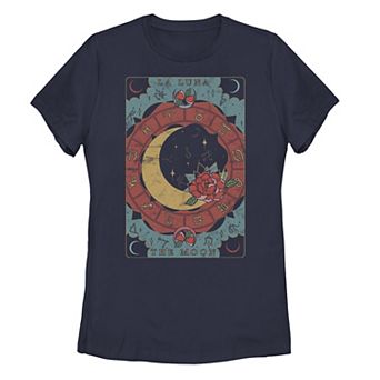 Juniors' Fifth Sun The Moon Tarot Floral Zodiac Graphic Tee