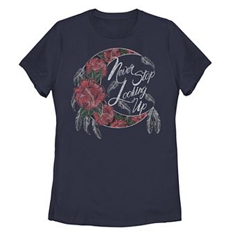 Juniors' Fifth Sun Moon Floral Feathers Graphic Tee