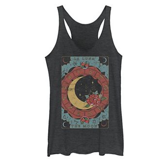 Juniors' Fifth Sun The Moon Tarot Floral Zodiac Heathered Graphic Tank Top