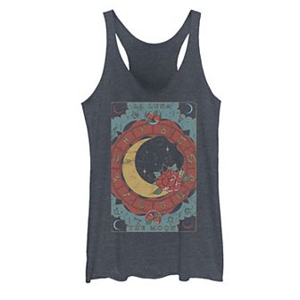Juniors' Fifth Sun The Moon Tarot Floral Zodiac Heathered Graphic Tank Top