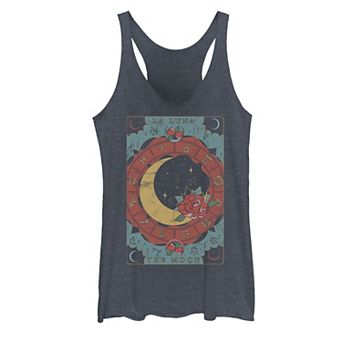 Juniors' Fifth Sun The Moon Tarot Floral Zodiac Heathered Graphic Tank Top