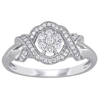 Stella Grace 10k White Gold 1/3 Carat T.W. Diamond Floral Engagement Ring