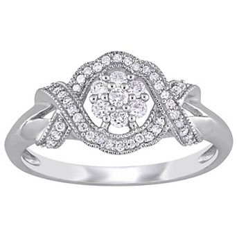 Stella Grace 10k White Gold 1/3 Carat T.W. Diamond Floral Engagement Ring