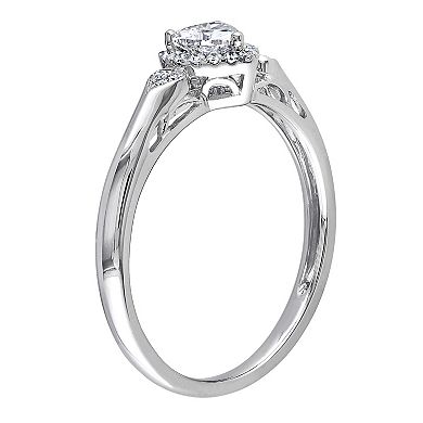 Stella Grace 14k White Gold 3/8 Carat T.W. Diamond Heart Halo Engagement Ring