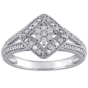 Stella Grace 10k White Gold 1/4 Carat T.W. Diamond Floral Cluster Engagement Ring