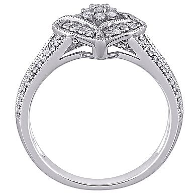 Stella Grace 10k White Gold 1/4 Carat T.W. Diamond Floral Cluster Engagement Ring