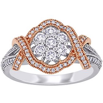 Stella Grace Two Tone 10k White Gold 5/8 Carat T.W Diamond Floral Ring