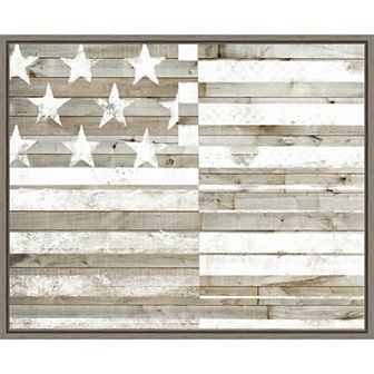Amanti Art American Flag Rustic Framed Canvas Wall Art