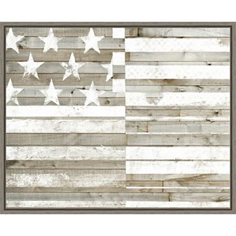 Amanti Art American Flag Rustic Framed Canvas Wall Art