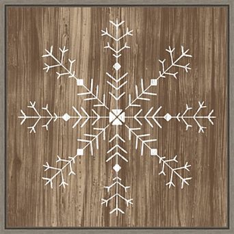 Amanti Art Barnwood Wonderland I Snowflake Framed Canvas Wall Art