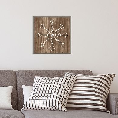 Amanti Art Barnwood Wonderland I Snowflake Framed Canvas Wall Art
