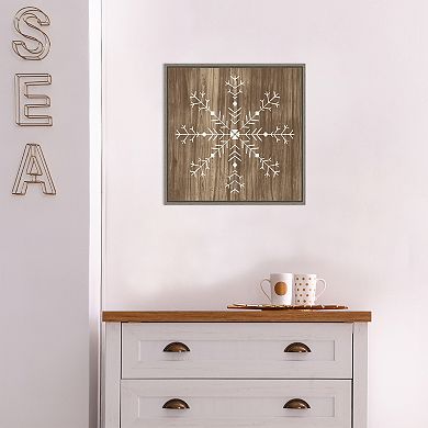 Amanti Art Barnwood Wonderland I Snowflake Framed Canvas Wall Art