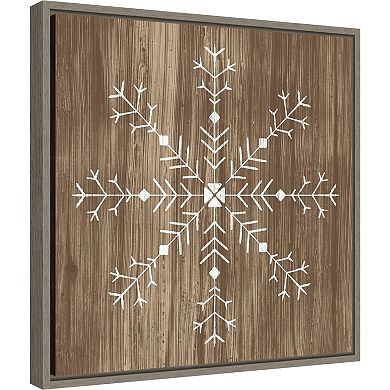 Amanti Art Barnwood Wonderland I Snowflake Framed Canvas Wall Art