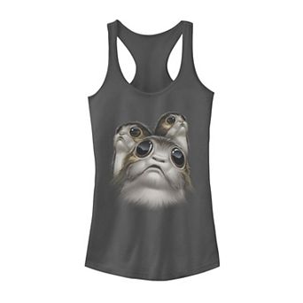 Juniors' Star Wars Last Jedi Porgs Big Eyes Cute Graphic Tank Top
