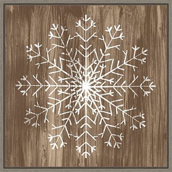 Amanti Art Barnwood Wonderland III Snowflake Framed Canvas Wall Art