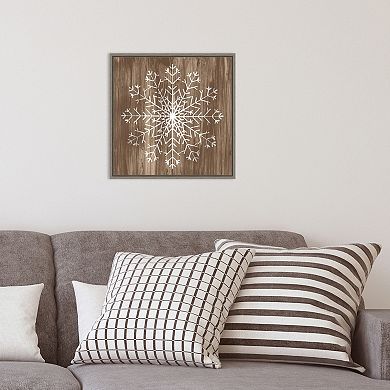 Amanti Art Barnwood Wonderland III Snowflake Framed Canvas Wall Art