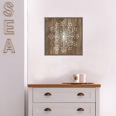 Amanti Art Barnwood Wonderland III Snowflake Framed Canvas Wall Art