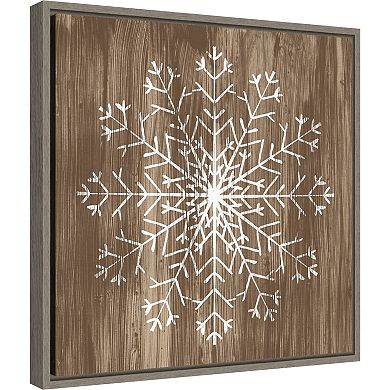Amanti Art Barnwood Wonderland III Snowflake Framed Canvas Wall Art