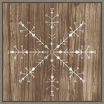 Amanti Art Barnwood Wonderland V Snowflake Framed Canvas Wall Art