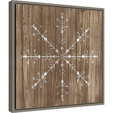 Amanti Art Barnwood Wonderland V Snowflake Framed Canvas Wall Art