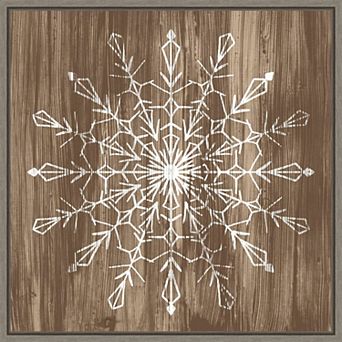 Amanti Art Barnwood Wonderland VI Snowflake Framed Canvas Wall Art